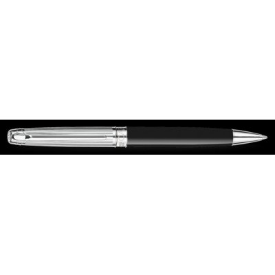 Caran d'Ache Leman Ballpoint, Bicolour Black Silver Plated/Rhodium Coated/Godron Guillichage