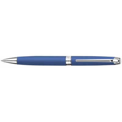 Caran d'Ache Leman Ballpoint, Blue Night Matte Lacquered, Silver Plated/Rhodium Coated