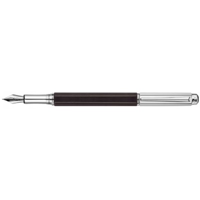 Caran d'Ache Varius Fountain Pen, Ebony Wood, Silver Plated/Rhodium Coated