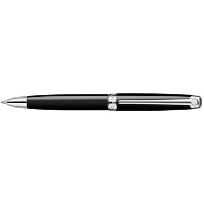 Caran d'Ache Leman Bi-Fonction Ballpoint/Pencil, Ebony Black Lacquer Silver Plated, Rhodium Coated.