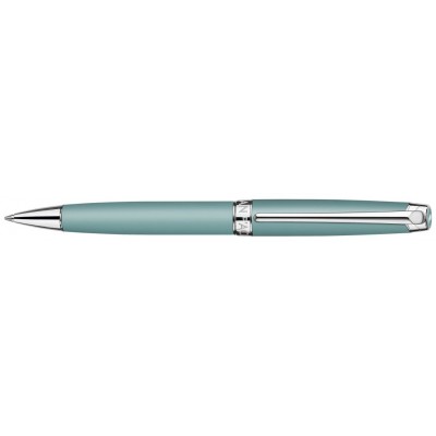 Caran d'Ache Leman Ballpoint, Alpine Blue Matte Lacquered, Silver Plated/Rhodium Coated