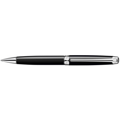 Caran d'Ache Leman Ballpoint, Ebony Black Lacquered, Silver Plated/Rhodium Coated