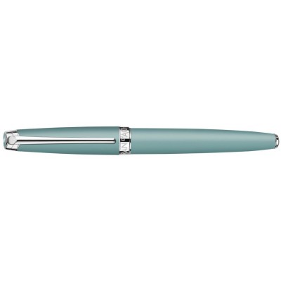 Caran d'Ache Leman Fountain Pen, Alpine Blue Matte Lacquered, Silver Plated/Rhodium Coated