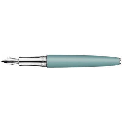 Caran d'Ache Leman Fountain Pen, Alpine Blue Matte Lacquered, Silver Plated/Rhodium Coated