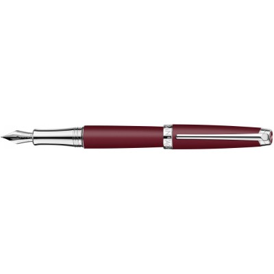 Caran d'Ache Leman Fountain Pen, Bordeaux Matte Lacquered, Silver Plated/Rhodium Coated