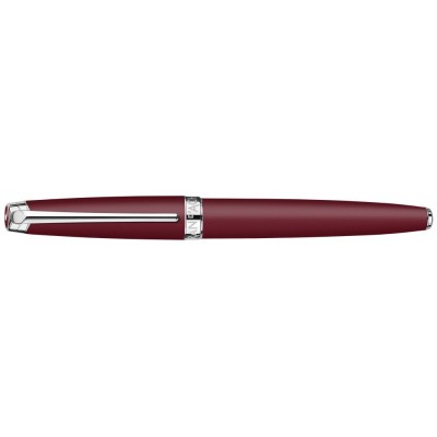 Caran d'Ache Leman Fountain Pen, Bordeaux Matte Lacquered, Silver Plated/Rhodium Coated