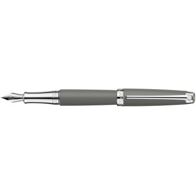 Caran d'Ache Leman Fountain Pen, Grey Matte Lacquered, Silver Plated/Rhodium Coated