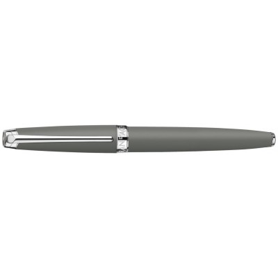 Caran d'Ache Leman Fountain Pen, Grey Matte Lacquered, Silver Plated/Rhodium Coated