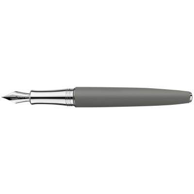 Caran d'Ache Leman Fountain Pen, Grey Matte Lacquered, Silver Plated/Rhodium Coated