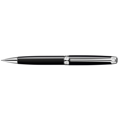 Caran d'Ache Leman Pencil, Ebony Black Lacquered, Silver Plated/Rhodium Coated