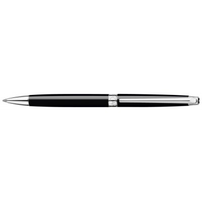 Caran d'Ache Leman Slim Ballpoint, Ebony Black Lacquered, Silver Plated/Rhodium Coated