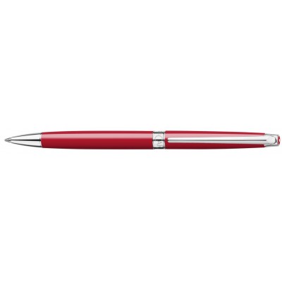 Caran d'Ache Leman Slim Ballpoint, Scarlet Red Lacquered, Silver Plated/Rhodium Coated