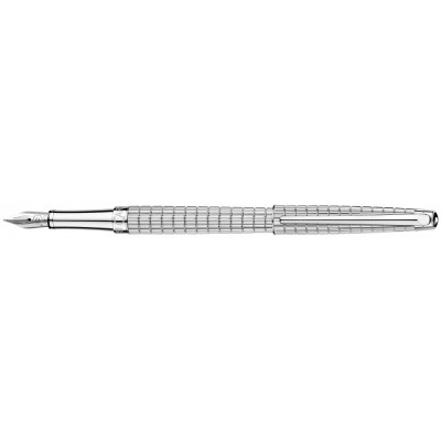 Caran d'Ache Leman Slim Fountain Pen, Lights, Silver Plated/Rhodium Coated