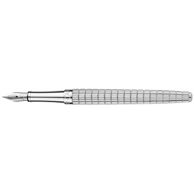 Caran d'Ache Leman Slim Fountain Pen, Lights, Silver Plated/Rhodium Coated