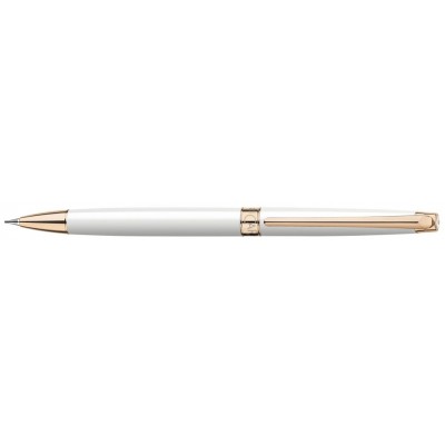 Caran d'Ache Leman Slim Pencil, White Lacquered, Rose Gold Plated