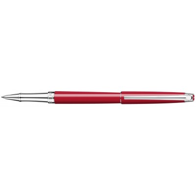 Caran d'Ache Leman Slim Rollerball, Scarlet Red Lacquered, Silver Plated/Rhodium Coated