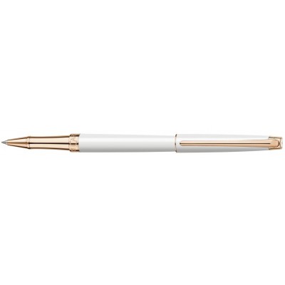 Caran d'Ache Leman Slim Rollerball, White Lacquered, Rose Gold Plated