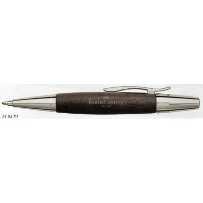 Faber-Castell Design E-Motion Ballpoint, Chrome and Pearwood, Black