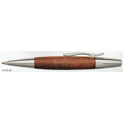 Faber-Castell Design E-Motion Ballpoint, Chrome and Pearwood, Brown