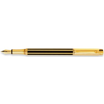 Caran d'Ache Varius Fountain Pen, Chinablack, Gold Plated, Black Lacquer