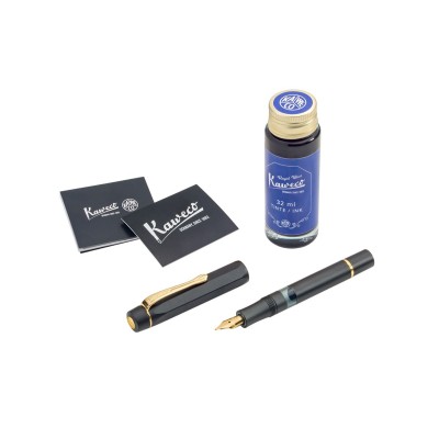 Kaweco Sport Piston Filler Fountain Pen, Black AL, Starter Set