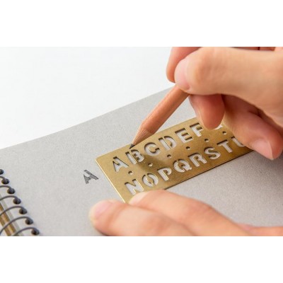 Traveler's Company (Midori) Brass Bookmark Stencil, Alphabet