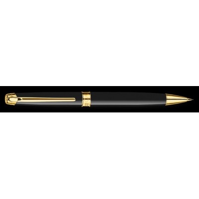 Caran d'Ache Leman Pencil, Ebony Black Lacquered, Gold Plated