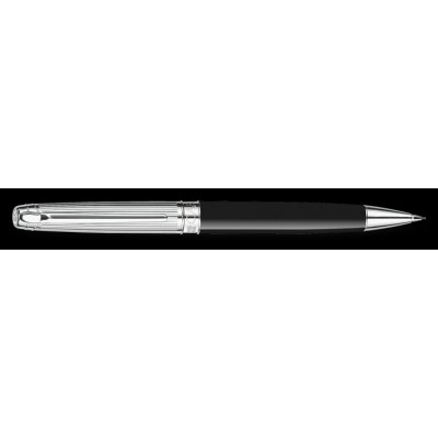 Caran d'Ache Leman Pencil, Bicolour Black Silver Plated/Rhodium Coated/Godron Guillichage