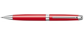 Caran d'Ache Leman Pencil, Scarlet Lacquered, Silver Plated/Rhodium Coated