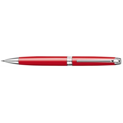 Caran d'Ache Leman Pencil, Scarlet Lacquered, Silver Plated/Rhodium Coated