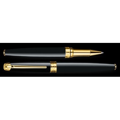 Caran d'Ache Leman Rollerball, Ebony Black Lacquered, Gold Plated