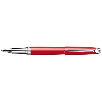 Caran d'Ache Leman Rollerball, Scarlet Lacquered, Silver Plated/Rhodium Coated