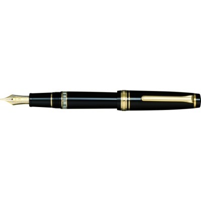 Sailor Professional Gear REALO Piston Filled Fountain Pen, Black with Gold Accents