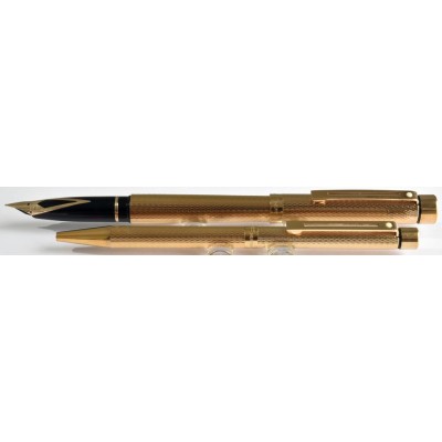 SH1887 Targa by Sheaffer No. 1009 Fine Barleycord Fountain Pen and Ballpoint Set, boxed.  (Soft Medium)