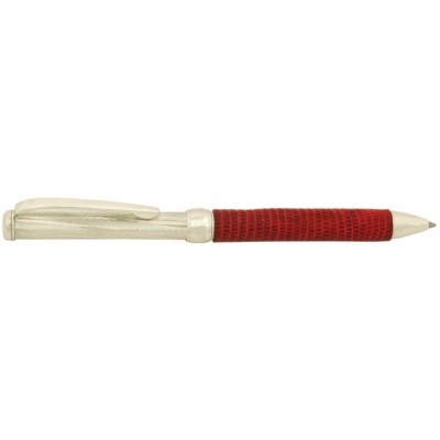 Via Roma Sterling Silver Ballpoint, Red Lizard