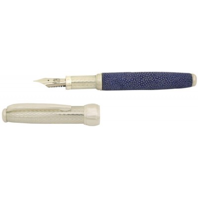 Via Roma Sterling Silver Fountain Pen, Blue Stingray