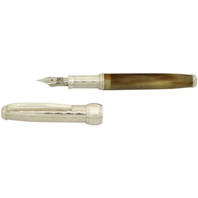 Via Roma Sterling Silver Fountain Pen, Horn