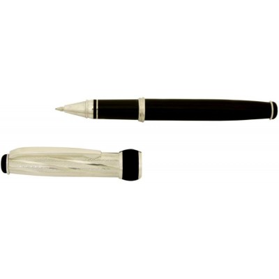 Via Roma Sterling Silver Rollerball, Black Lacquer