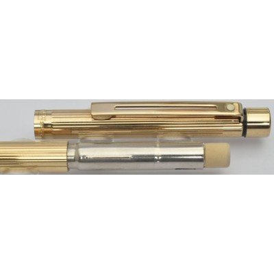 SH1867 Targa by Sheaffer No. 1005 Fluted Gold Plate Fountain Pen and Pencil Set, boxed.  (Soft Medium)