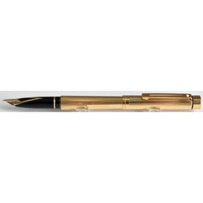 SH1893 Targa by Sheaffer No. 1005 Fluted Gold Plate, boxed  (Semi-Flexible Medium-Broad)