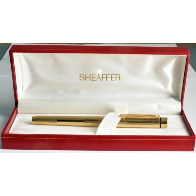 SH1893 Targa by Sheaffer No. 1005 Fluted Gold Plate, boxed  (Semi-Flexible Medium-Broad)